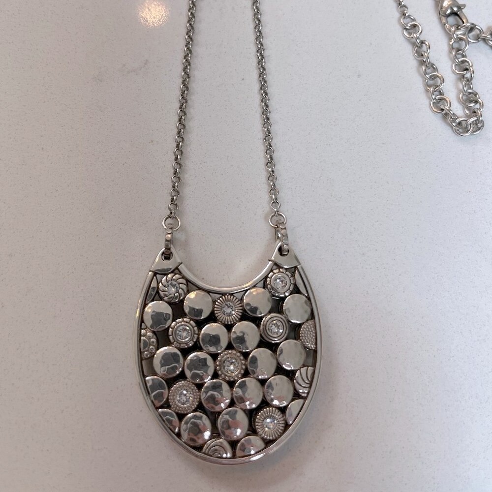Brighton Luna Pendant Reversible Silver Crystal